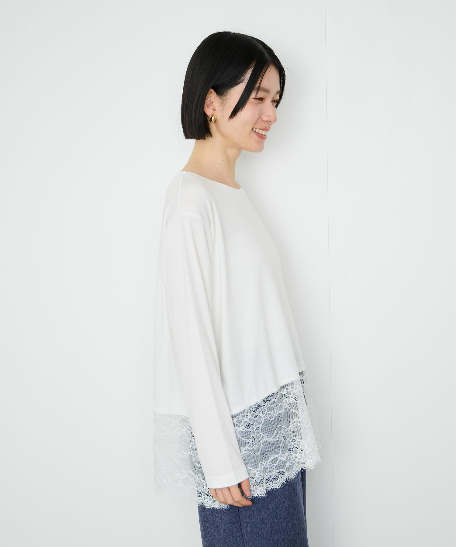 Idnes  レースコンビカットソー レディース メール便 対応商品商品サムネイル-4