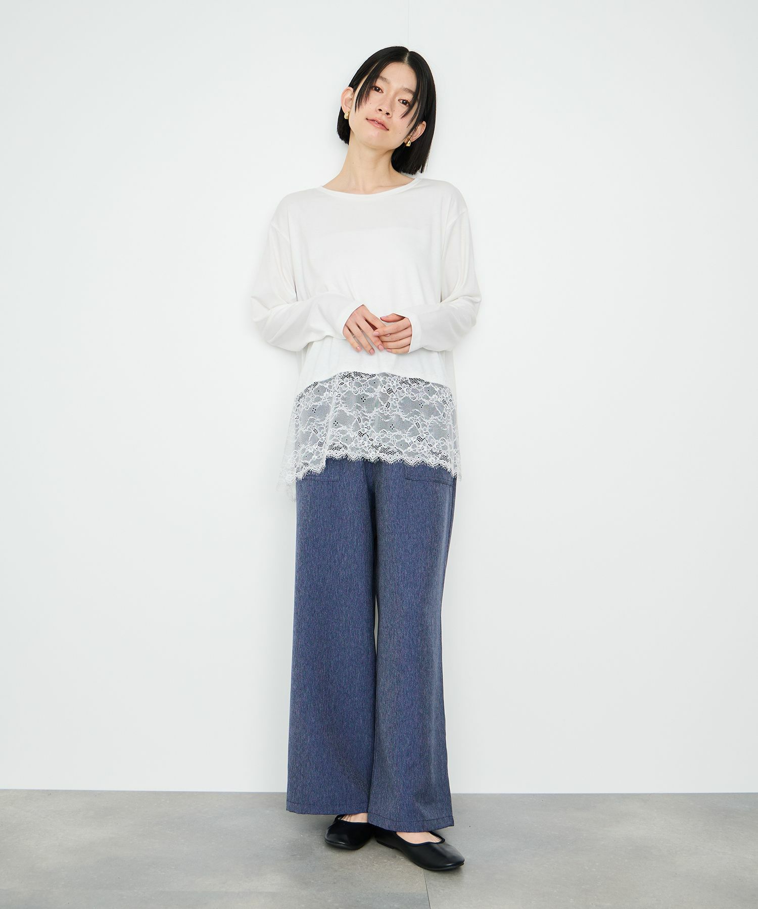 Idnes レースコンビカットソー レディース メール便 対応商品