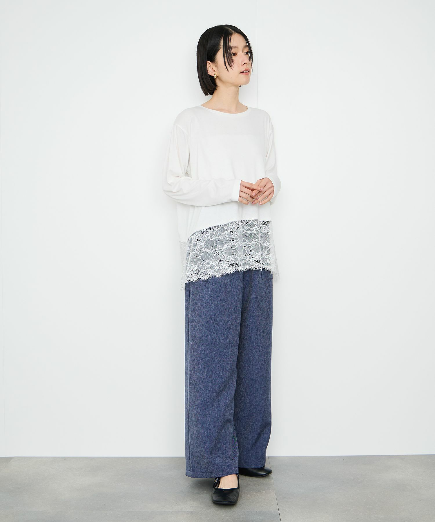 Idnes レースコンビカットソー レディース メール便 対応商品