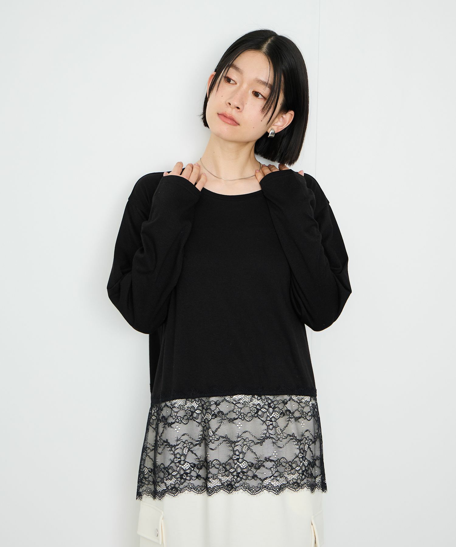 Idnes レースコンビカットソー レディース メール便 対応商品