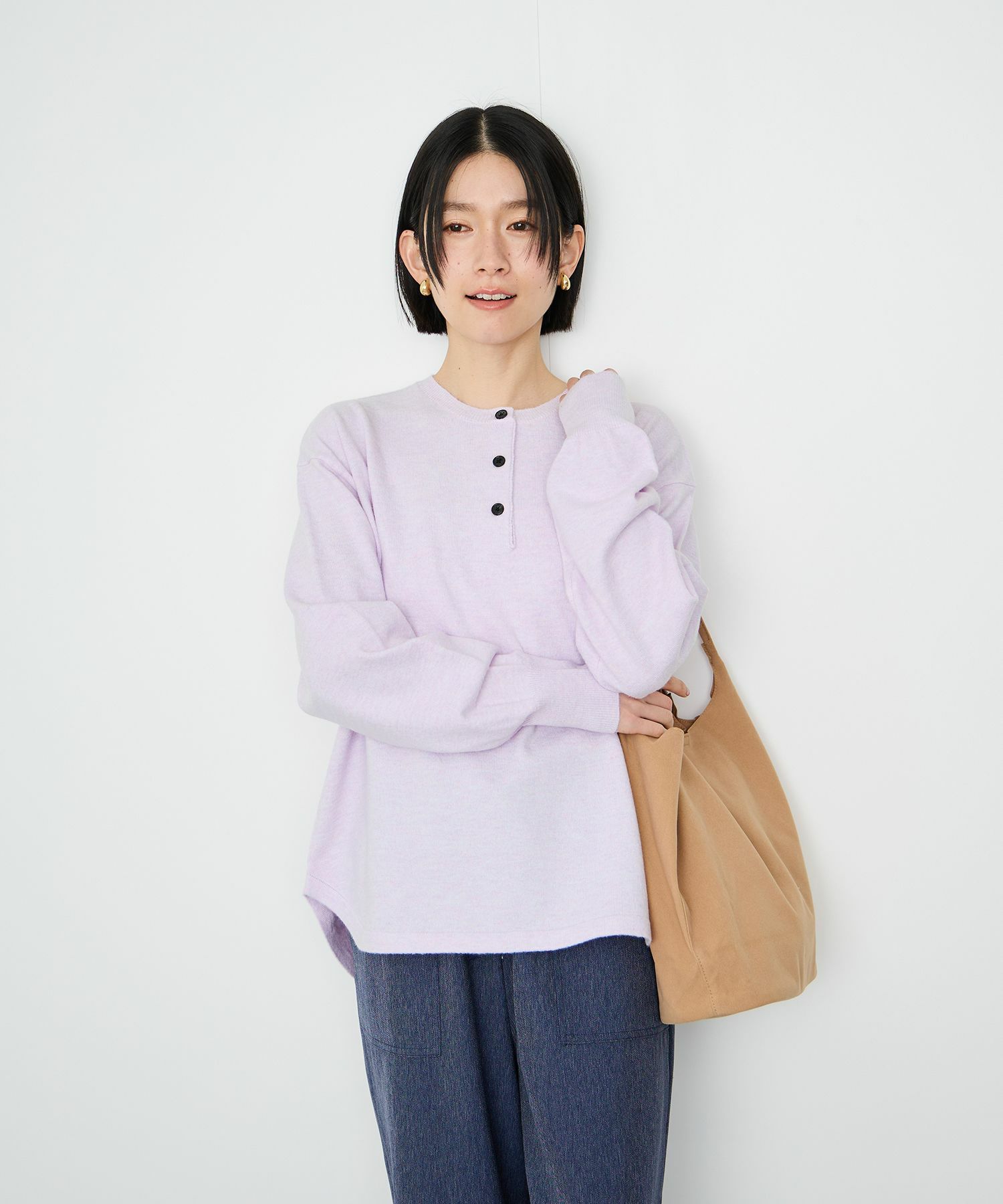 Idnes ヘンリーネックニット レディース商品サムネイル-1