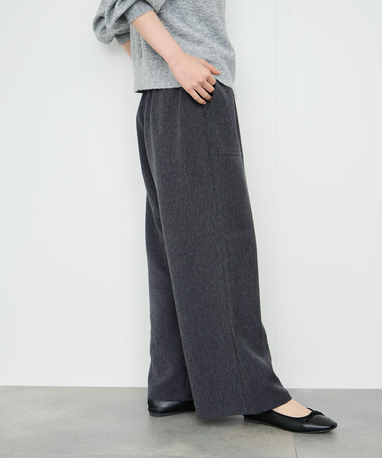 Idnes デニムライクイージーワイドパンツ レディース