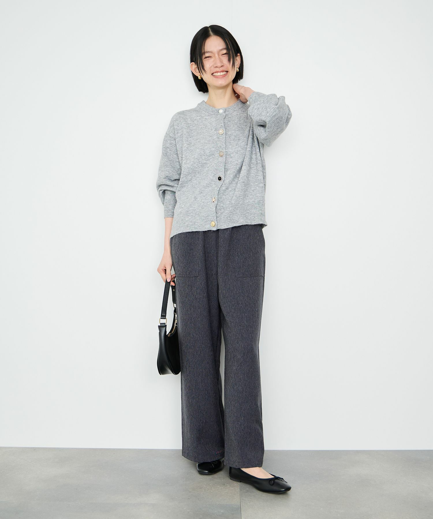 Idnes デニムライクイージーワイドパンツ レディース