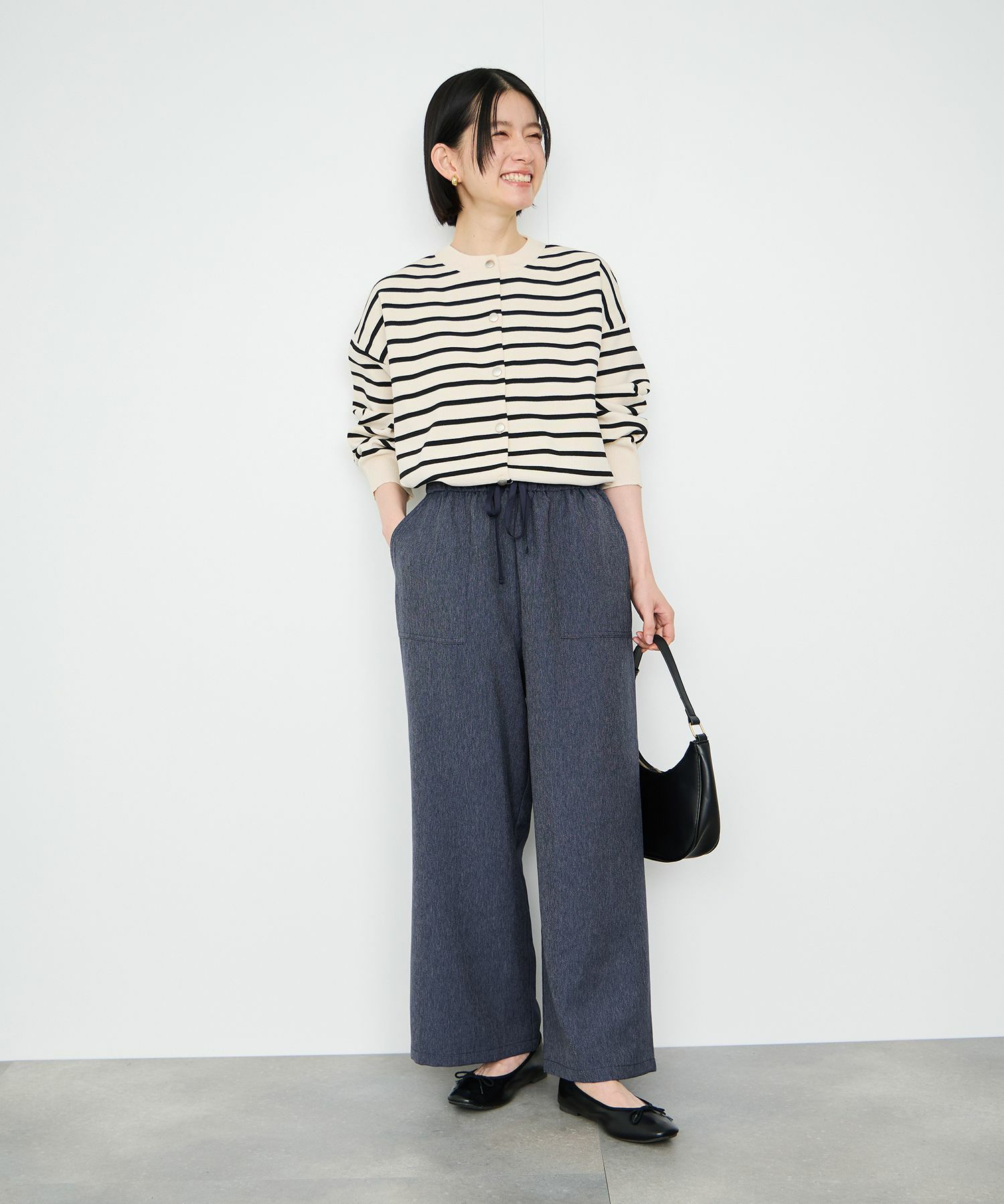 Idnes デニムライクイージーワイドパンツ レディース